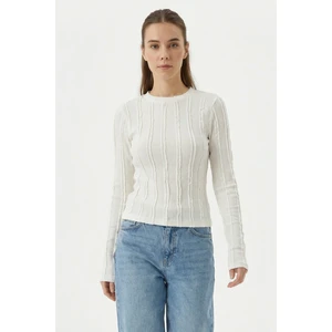 Kadın Dokulu Örme Bluz 980 - Beyaz