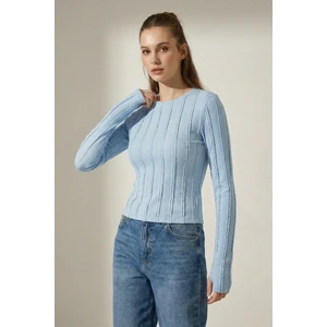 Kadın Dokulu Örme Bluz 980 - Mavi
