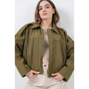 Kadın Oversize Kısa Ceket 0732 - Haki