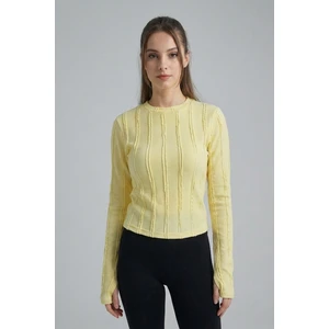 Kadın Dokulu Örme Bluz 980 - Sarı