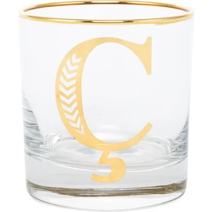 Mudo Home MONOGRAM BARDAK Cam Malzemeden Şık Tasarım 300 ml Altın Desenli 1 Adet