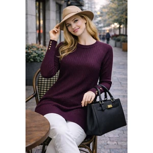 Kadın Merserize Saç Örgü Standart Tunik Kazak