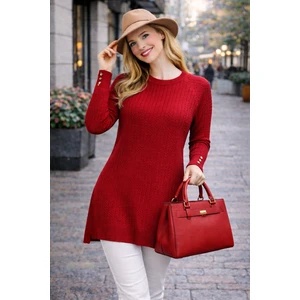Fresh Moda Kadın Merserize Saç Örgü Standart Tunik Kazak