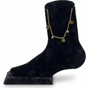 Yonca Figürlü Altın Renk Çelik Halhal