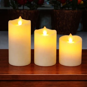 Dekoratif 3’lü Alevsiz Pilli Mum Seti