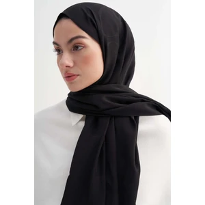 Siyah Carell Monogram Desen Rina Floş Jakar Şal