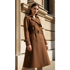 Esin Giyim Kemerli Orta Boy Kaban