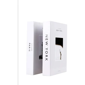 2'li New York/paris Dekoratif Kitap Kutu