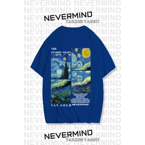 NEVERMIND  Unisex Van Gogh Baskılı Oversize Tshirt