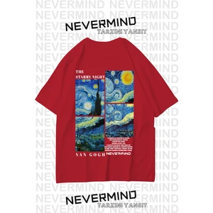 NEVERMIND  Unisex Van Gogh Baskılı Oversize Tshirt