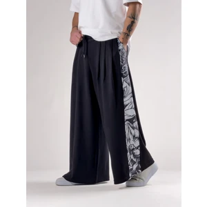 Desenli Siyah Oversize Erkek Samurai Pantolon COC2771