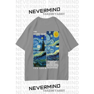 NEVERMIND  Unisex Van Gogh Baskılı Oversize Tshirt