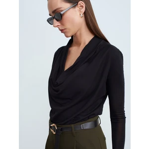 32595 Degaje Yaka Top-Siyah
