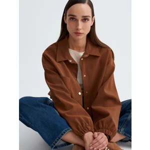 60781 Süet Bomber Ceket-Taba