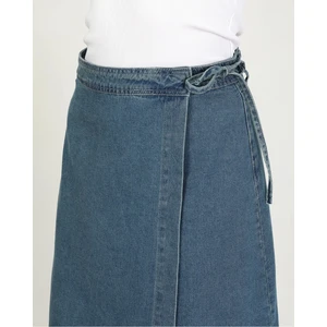 Yandan Bağlamalı Denim Etek- Açık Mavi