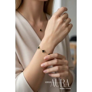 Büşra Ayhan Yonca Çelik Bileklik Siyah