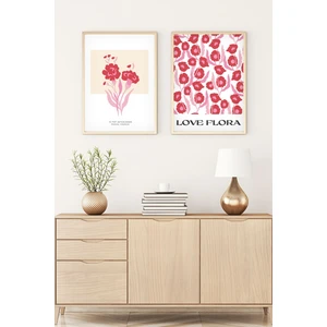 Ahsap Cerceveli Sanatsal 2'li Set Tablo