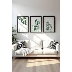 Ahsap Siyah Cerceveli 3'lu Set Tablo