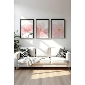 Ahsap Siyah Cerceveli 3'lu Set Tablo