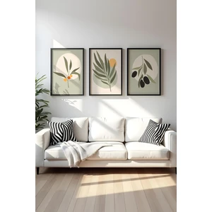 Ahsap Siyah Cerceveli 3'lu Set Tablo