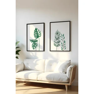 Ahsap Siyah Cerceveli 2 Parca Set Tablo HUHU196