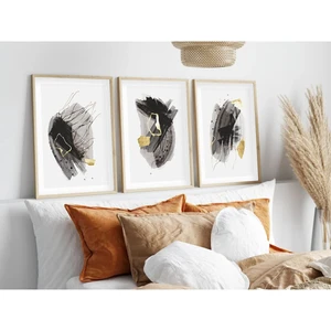 Ahsap Cerceveli Minimalist 3’lu Tablo