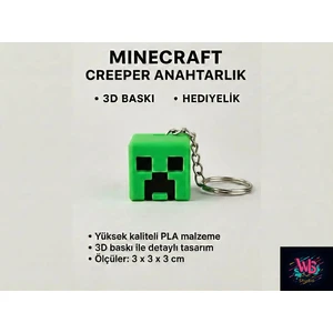 WLS Studio Creeper Anahtarlık - Minecraft Creeper - 3X3X3CM