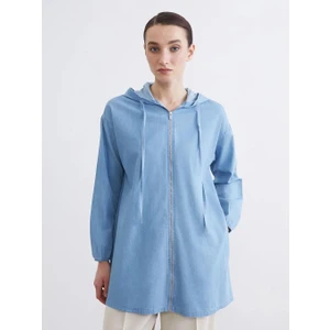 LC Waikiki Indigo Kapüşonlu Kadın Jean Tunik  (S6)
