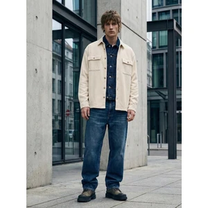 Uzun Kollu Önü Düğmeli Basic Krem Gömlek