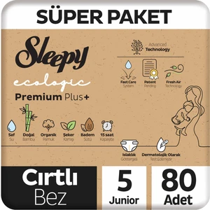 Ecologic Premium Plus Süper Paket Bebek Bezi 5 Numara Junior 80 Adet