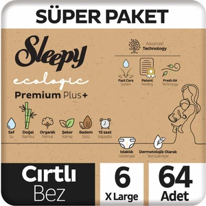 Ecologic Premium Plus Süper Paket Bebek Bezi 6 Numara Xlarge 64 Adet