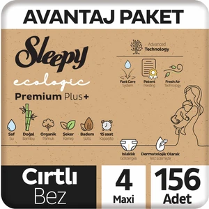 Ecologic Premium Plus Avantajlı Paket Bebek Bezi 4 Numara Maxi 156 Adet   