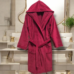 Kadife Kapüşonlu Bornoz %100 Pamuk