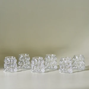 Bubble 6'lı Cam Kahve Yanı Bardağı 90 ml