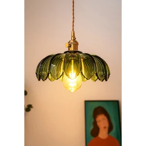 Luna Lighting Petra Model Yeşil Cam Klasik Sarkıt Tekli Avize