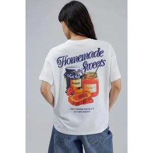 Kadınlar Baskılı Oversized T-Shirt Turuncu