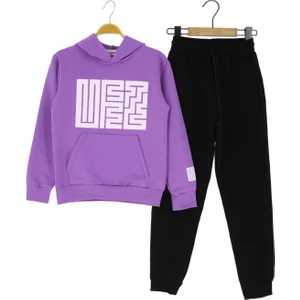 Kız Çocuk Eşofman Takımı Kapüşonlu Cepli