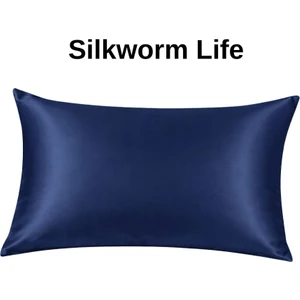 Lacivert Renkli % 100 Ipek Yastık Kılıfı