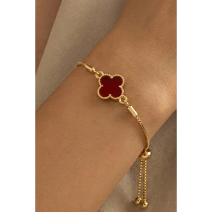 Gold Bordo Taşlı Asansör Bileklik