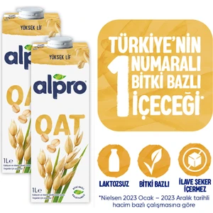 Yulaf Sütü 2x1 L Vegan Laktozsuz Bitkisel Bazlı