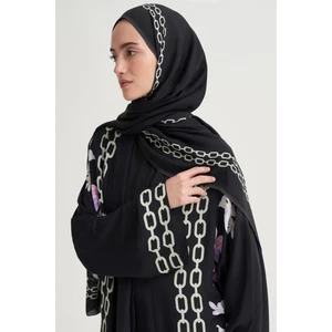 Nora Monogram Floş Şal Siyah