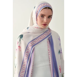 Dream Çiçekli Monogram Floş Şal Krem