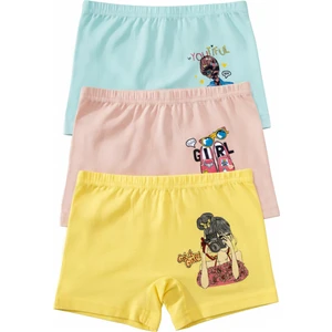 Kız Çocuk Boxer 3'lü Baskılı (%96 Pamuk - %4 Elastan)