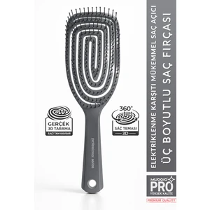 Pro Üç Boyutlu Saç Fırçası Tarak ( Gri )