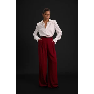 Luna Krep Pantolon - Bordo