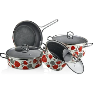 7 Parça Granit Tencere Seti (Desenli)