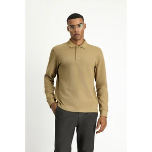Polo Yaka Regular Fit Desenli Sweatshirt