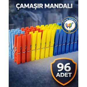 96 Adet Mandal Klasik Çamaşır Mandalı Plastik
