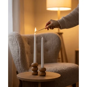 U Atölye Ikili Ahşap Şamdan Seti