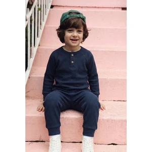 Reglan Kol Patlı Erkek Basıc Takım Lacivert